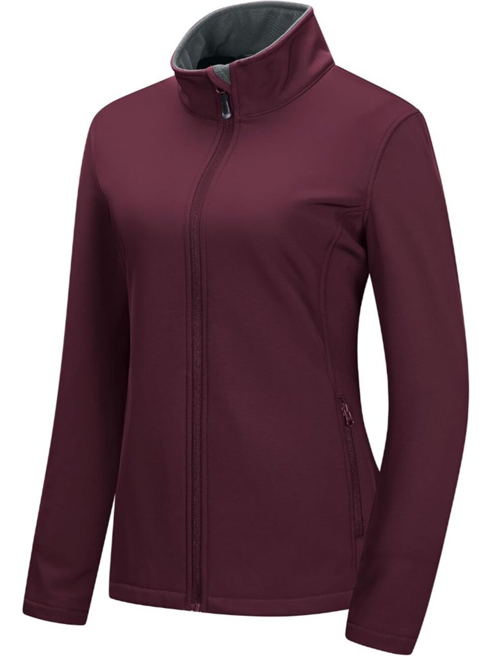 Womens Marron Softshell Fleece Lined Anorak Zip-Up Golf Windbreaker Scrub Jacket